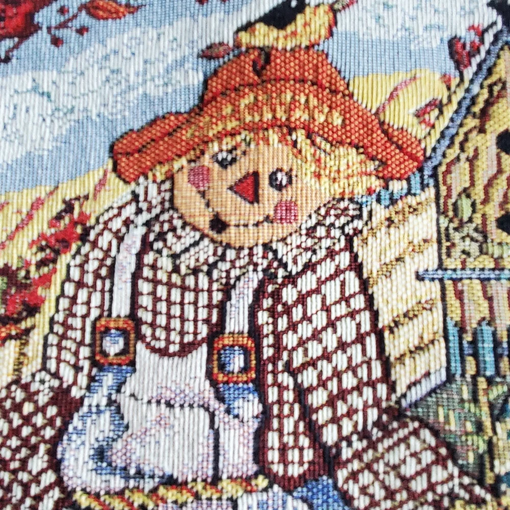 4 Scarecrow Placemats By Grigs Fall Autumn Pumpkins Dog Tapestry Cute 2001 Vtg